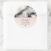 白モダン灰色の大理石と金ゴールドリボンキッチン ラウンドシール (バッグ)