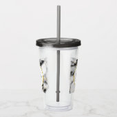 白モダン灰色の大理石と金ゴールドリボンモノグラム アクリルタンブラー (右)