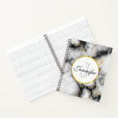 白モダン灰色の大理石と金ゴールドリボンモノグラム ノートブック (内部)