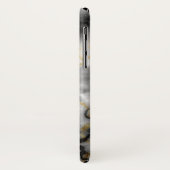 白モダン灰色の大理石と金ゴールドリボンモノグラム Case-Mate iPhoneケース (裏面/左)