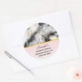 白モダン灰色の大理石と金ゴールドリボン事業 ラウンドシール (封筒)