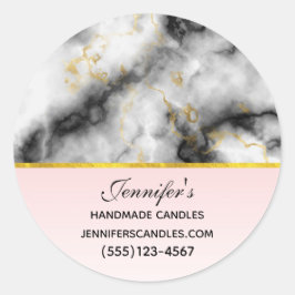 白モダン灰色の大理石と金ゴールドリボン事業 ラウンドシール