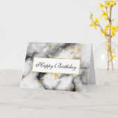 白モダン灰色の大理石と金ゴールドリボン カード (黄色い花)