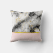 白モダン灰色の大理石と金ゴールドリボン クッション (裏面)