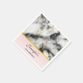 白モダン灰色の大理石と金ゴールドリボン スタンダードカクテルナプキン (角)