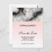 白モダン灰色の大理石と金ゴールドリボン ポストカード (正面/裏面)