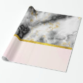 白モダン灰色の大理石と金ゴールドリボン ラッピングペーパー (アンロールド)