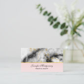 白モダン灰色の大理石と金ゴールドリボン 名刺 (スタンド正面)