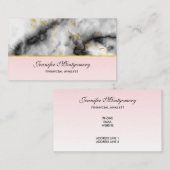 白モダン灰色の大理石と金ゴールドリボン 名刺 (正面/裏面)