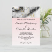 白モダン灰色の大理石と金ゴールドリボン 招待状 (スタンド正面)