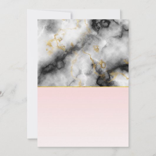 白モダン灰色の大理石記念日 招待状 (裏面)
