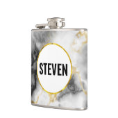 白モダン灰色の大理石、金ゴールドリボ結婚ン フラスク (左)