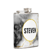 白モダン灰色の大理石、金ゴールドリボ結婚ン フラスク (右)