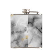 白モダン灰色の大理石、金ゴールドリボ結婚ン フラスク (裏面)