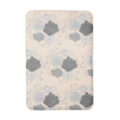 白モダン灰色の花柄ピンク バスマット (正面縦)