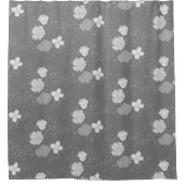 白モダン灰色の花柄 シャワーカーテン (正面)