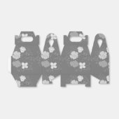 白モダン灰色の花柄 フェイバーボックス (折り畳みなし)