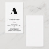 白モダン無地のミニマルモノグラム垂直 名刺 (正面/裏面)