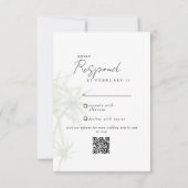 白モダン熱帯結婚QRコードRSVP II 出欠カード (正面)