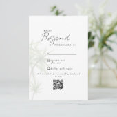 白モダン熱帯結婚QRコードRSVP II 出欠カード (スタンド正面)