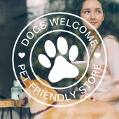 白モダン犬ウェルカムペットスフレンドリートア ウィンドウサイン