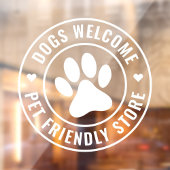 白モダン犬ウェルカムペットスフレンドリートア ウィンドウサイン