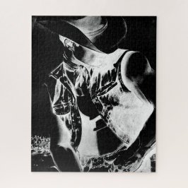 白モダン男らしクール色のカウボーイアート ジグソーパズル