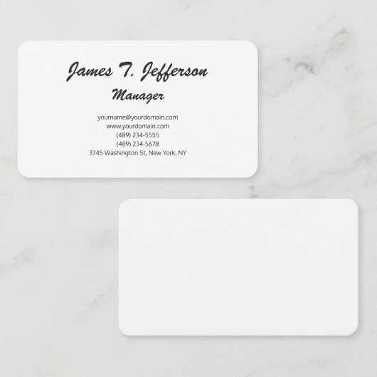 白モダン白ミニマル文字 名刺 (正面/裏面)