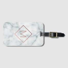 白モダン石にバラ金ゴールドモノグラム ラゲッジタグ