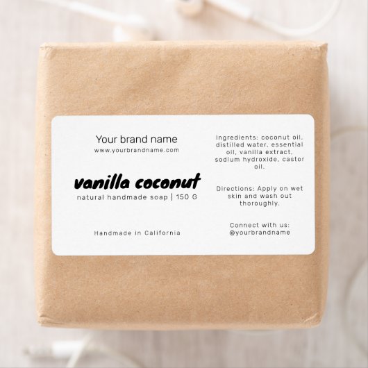 白モダン石鹸包装成分ラベル ラベル (インサイチュ)