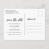 白モダン筆のスクリプト写真の保存日付 案内ポストカード (裏面)