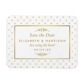 白モダン箔と金箔の効果日付の保存 マグネット (横)