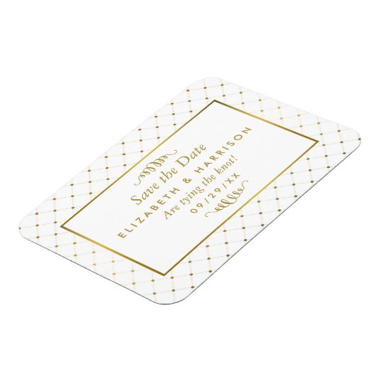 白モダン箔と金箔の効果日付の保存 マグネット (左側)