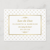 白モダン箔と金箔の効果日付の保存 案内ポストカード (正面)