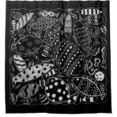 白モダン紅模様 シャワーカーテン (正面)