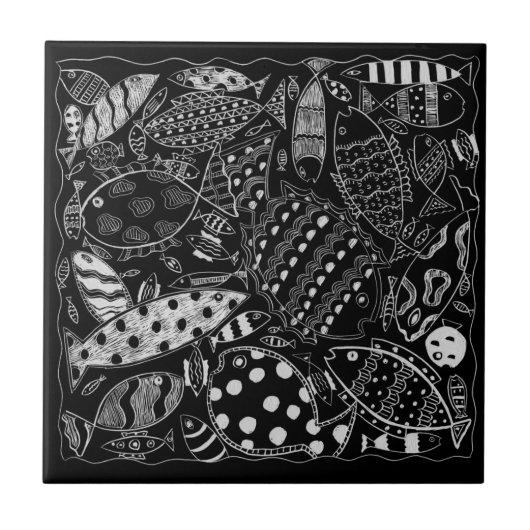 白モダン紅模様 タイル (正面)