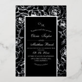 白モダン紅花結婚箔 箔招待状 (正面)