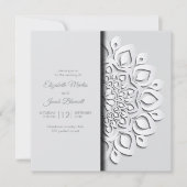 白モダン紙カットマンダラピーカブー結婚ズ 招待状 (正面)