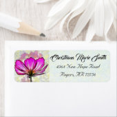 白モダン素朴とピンクのワイルドフラワーフローラ ラベル (インサイチュ)