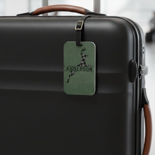 白モダン素朴二頭の鹿 ラゲッジタグ