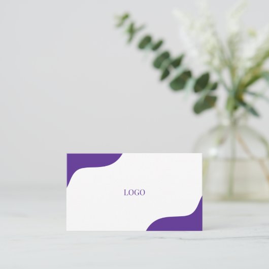 白モダン紫の名刺 名刺 (スタンド正面)