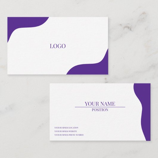 白モダン紫の名刺 名刺 (正面/裏面)