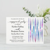 白モダン紫、ピンク、青婚約パーティ 招待状 (スタンド正面)