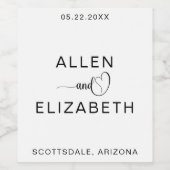 白モダン結婚と黒のスタイリッシュきらめくW ワインラベル (シングルラベル)