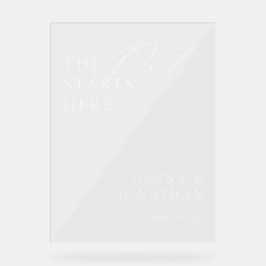 白モダン結婚エレガント色の歓迎サイン アクリルサイン (正面)