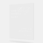 白モダン結婚エレガント色の歓迎サイン アクリルサイン (傾斜)