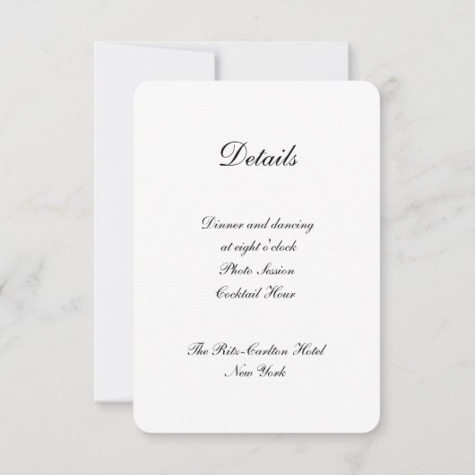 白モダン結婚式招待状- エレガント 招待状 (裏面)