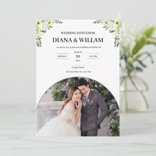 白モダン結婚式招待状 招待状 (スタンド正面)