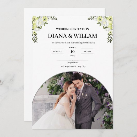 白モダン結婚式招待状 招待状 (正面/裏面)