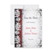 白モダン結婚黒と赤のダマスク